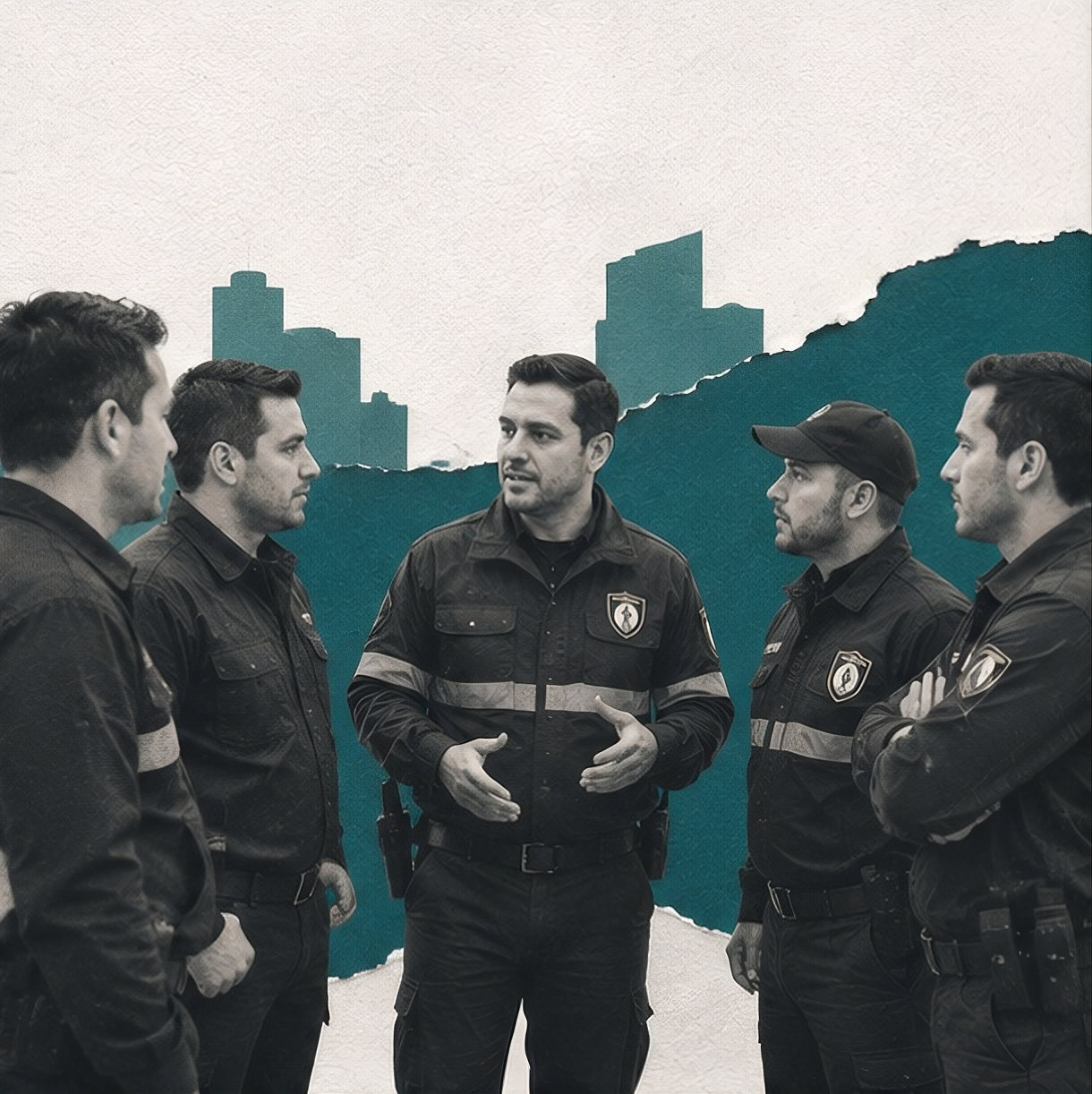 Guardia de seguridad privada monitoreando CCTV